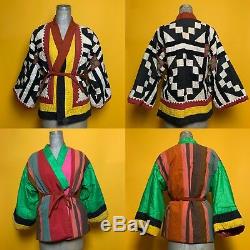 Vintage REVERSIBLE Handmade Quilted Bell Sleeve Kimono Coat