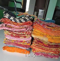 Vintage Reversible cotton Kantha Quilt WHOLESALE LOT OF Throw Blanket Indian