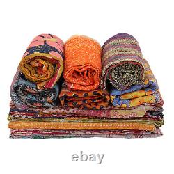 Vintage Reversible cotton Kantha Quilt WHOLESALE LOT OF Throw Blanket Indian