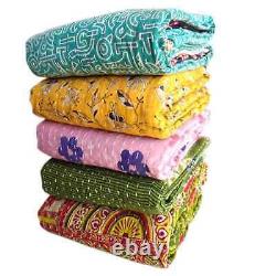 Vintage Reversible cotton Kantha Quilt WHOLESALE LOT OF Throw Blanket Indian