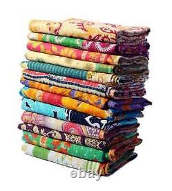 Vintage Reversible cotton Kantha Quilt WHOLESALE LOT OF Throw Blanket Indian