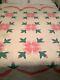 Vintage Rose Of Sharon Applique Quilt Hand Made Hand Quilted 79 X 79 Pink