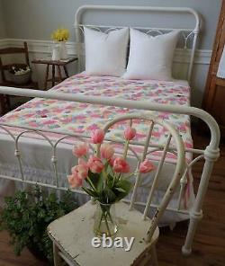Vintage SO PRETTY In Pink Double Fan QUILT 76x62 Sweet Cottage Home