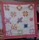 Vintage Star Flower Quilt Handmade 70 X 70