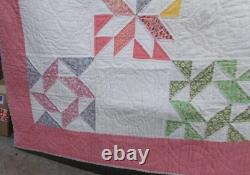 Vintage STAR FLOWER QUILT Handmade 70 x 70