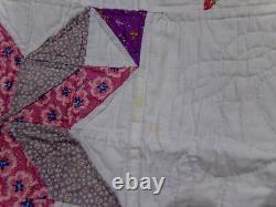 Vintage STAR FLOWER QUILT Handmade 70 x 70