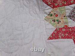 Vintage STAR FLOWER QUILT Handmade 70 x 70