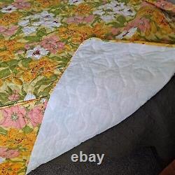 Vintage Sears Blanket Comforter Bedspread Full Coverlet Floral Power 70 Quilt