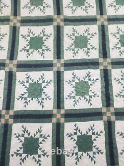 Vintage SouthWestern Style Red And Green Hand Stitched Quilt 83x81 inch