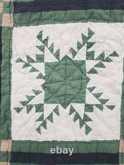 Vintage SouthWestern Style Red And Green Hand Stitched Quilt 83x81 inch