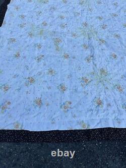 Vintage Star Multicolor Floral Patchwork Quilt Hand Stitched Sewn 105 X 82