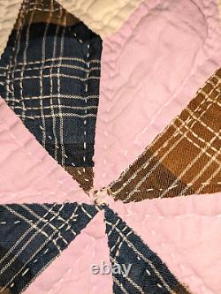 Vintage Star Pattern Handmade Cotton Queen Quilt 88 x 72 Unfilled No Batting