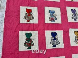 Vintage Sun Bonnet Sue Quilt 91x76 Multi Colored Handmade (b83)