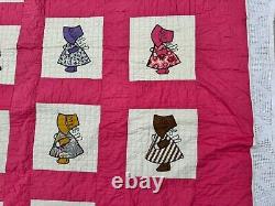 Vintage Sun Bonnet Sue Quilt 91x76 Multi Colored Handmade (b83)