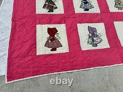 Vintage Sun Bonnet Sue Quilt 91x76 Multi Colored Handmade (b83)