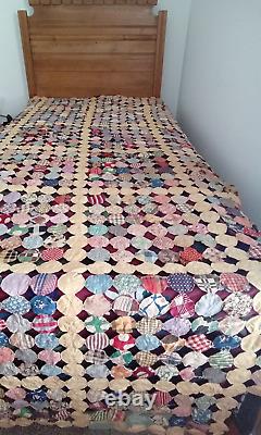 Vintage Twin Size Yoyo Cover Quilt