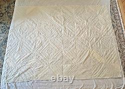 Vintage USA Handmade 70x92 Full Double Scrap Diagonal Strip Quilt Velvet Lace