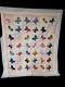 Vintage Unfinished Butterfly Applique Quilt Top 74x 84