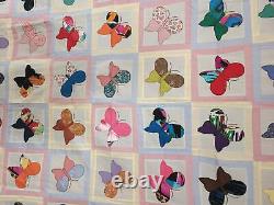 Vintage Unfinished Butterfly Applique Quilt Top 74X 84