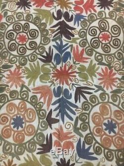 Vintage Uzbek Handmade Embroidered Suzani 118 x 67 Wall Decor Tablecloth Quilt