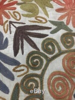 Vintage Uzbek Handmade Embroidered Suzani 118 x 67 Wall Decor Tablecloth Quilt