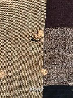 Vintage Wool Quilt Mens Suit Work Fabrics 88 x 73 Handmade Heavy Primitive