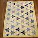 Vintage Yellow 30's-40's Hand-made Quilt Cotton 6-point Stars 60x77