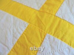 Vintage Yellow Rose Cross Stitched Quilt Handmade & Mennonite Handquilted