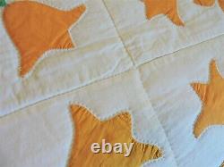 Vintage YellowithOrange Tulip Quilt 86 by 88