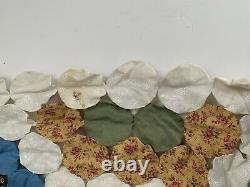 Vintage Yo-Yo Quilt Shown On A King Sz Bed Beautiful Hand Made Estate Find Quilt