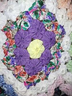 Vintage YoYo Quilt Hand Stitched Full or Queen size