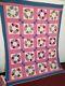 Vintage Beautiful Pink Quilt Patchwork Hand Quilted Stitched Needlework Item1329