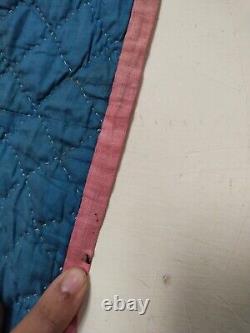 Vintage beautiful Pink Quilt patchwork hand Quilted stitched needlework item1329