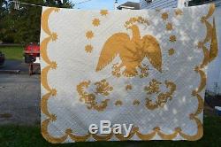 Vintage gold and white hand made quilt