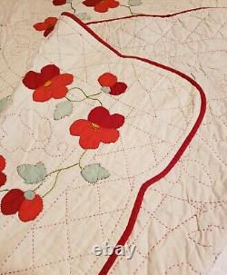 Vintage hand Sewn Applique 1930's/40's folk art Quilt