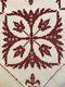 Vintage Hand Cross Stitched Embroidered Quilt Red And White Floral Medallion