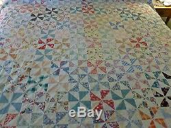 Vintage hand made quilt hand stitched and hand knotted