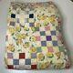 Vintage Hand Sewn Quilt Coverlet Queen Full Daisy Floral Reversible Square 70x90