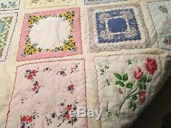 Vintage handkerchief Quilt Handmade Queen Size