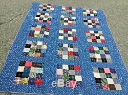 Vintage handmade heavy quilt backed with wool 56 x 70 inches