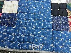 Vintage handmade heavy quilt backed with wool 56 x 70 inches