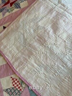Vintage handmade patchwork quilt feedsack Star