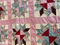 Vintage handmade patchwork quilt feedsack Star