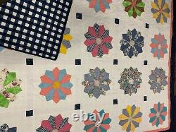 Vintage handmade quilt, 69x88, Dresden plates, soft and