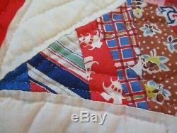 Vintage handmade quilt 84 X 62 Star 8 Point Stitching exceptional New