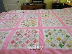 Vintage handmade quilt Cathedral Window pattern New stored in drawer 82 X 58