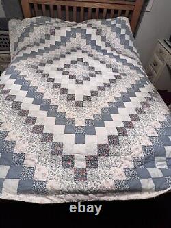 Vintage handmade quilt Comforter 94 Long 80 Wide multi colored Diamond early