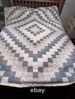 Vintage handmade quilt Comforter 94 Long 80 Wide multi colored Diamond early