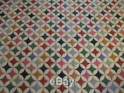 Vintage handmade quilt Modified Cathedral Window /