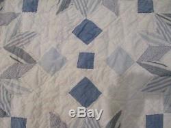 Vintage handmade quilt very large Pinwheel/ Star blue/white